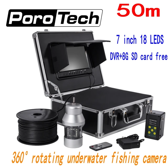 F08 50m 7 LCD Monitor underwater camera 360 degree Rotate Fishing Camera  18pcs LED lights Fish Finder system with DVR +8GB free - AliExpress