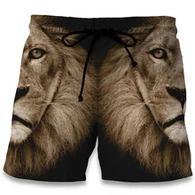 Летние Для мужчин Пляжные шорты Король Лев 3D Модные принты Для мужчин бермуды доска Шорты для женщин Фитнес Мотобрюки плюс Размеры быстросохнущая