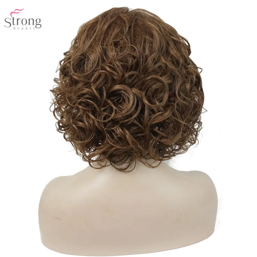 Strongbeauty Для женщин коричневый среднего вьющиеся прически парик Синтетический Полное Искусственные парики