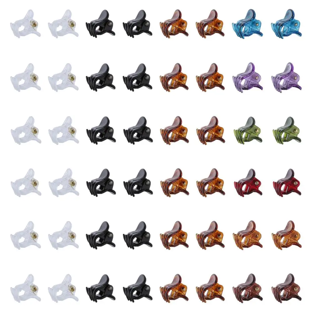 

48 Pack Small Mini Clear Black Brown Butterfly Octopus Plastic Hair Claw Clips Barrettes Grips Clamp Clasp Pins for Women Kids