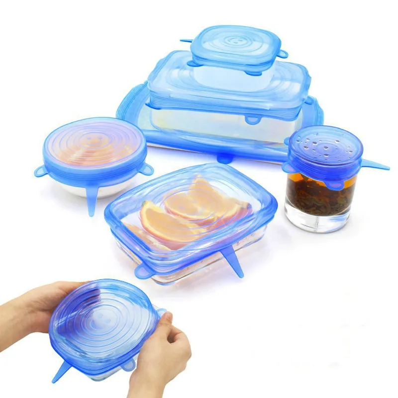 

1/6PCS/Set Universal Silicone Lids Stretch Suction Cover Cooking Pot Pan Silicone Pan Spill Stopper Home Bowl Cover WF627500