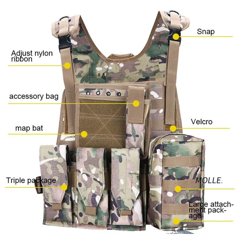 

Wholesale Military Camouflage Tactical Vest High Quality 600D Nylon Molle Tactical Vest CS Paintball Protective Gear DB20E11