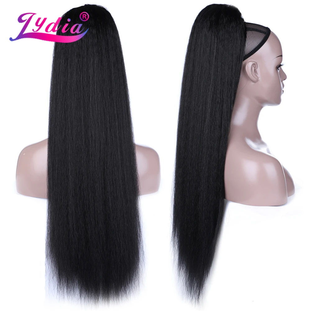 Lydia Heat Resistant Synthetic 30 Inch Kinky Straight Hair With Two Plastic Combs Ponytail Extensions All Colors Available