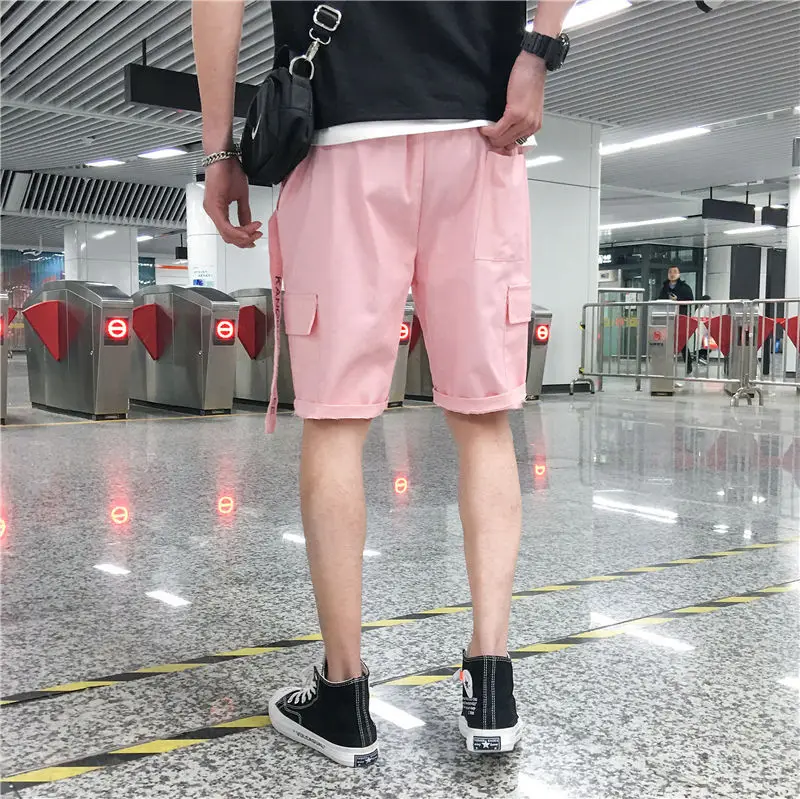 Hip Hop Casual Shorts Men Ribbons Design Shorts 2019 Summer Fashion Male Short Jogger Streetwear Black Pink WG216 Hip Hop Casual Shorts Men Ribbons Design Shorts 2019 Summer Fashion Male Short Jogger Streetwear Black Pink WG216