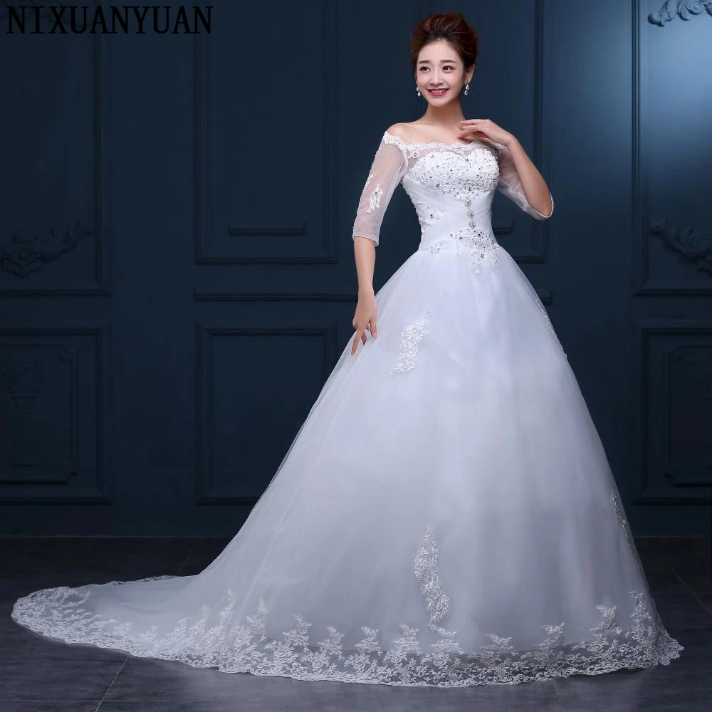 

New Arrival Lace Ball Gown Wedding Dresses 2019 Plus Size Bridal Wedding Dress Real Photo Free Shipping