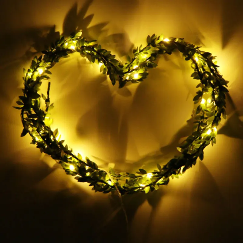 10 м светодиодный медный Солнечный ротанговый лист гирлянда световая гирлянда Рождественское украшение