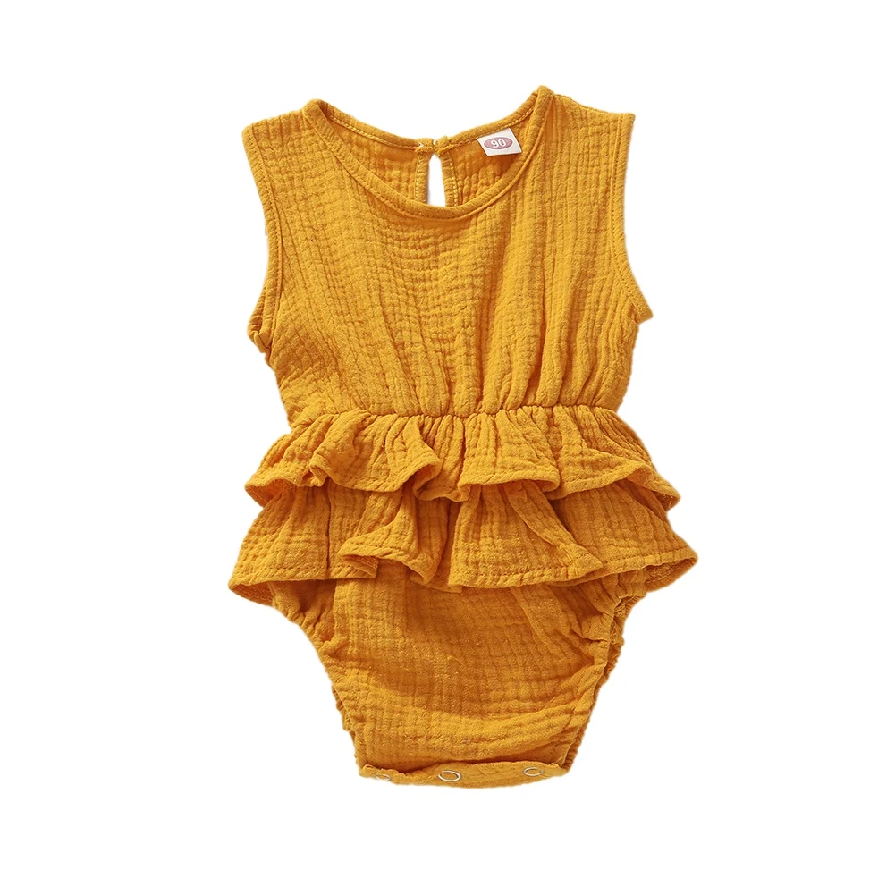 

Solid Newborn Kid Baby Girl Clothes Sleeveless Romper Tutu Dress 1PC Sunsuit Outfit