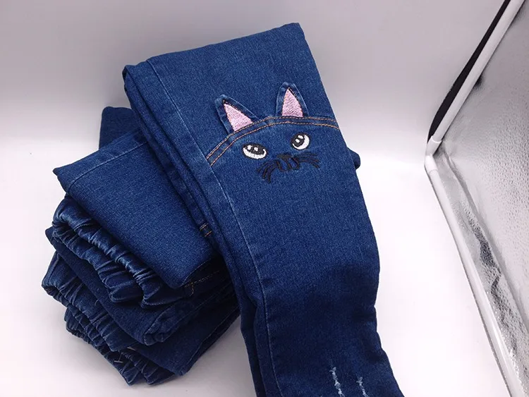 Леггинсы для девочек; модные детские джинсы с рисунком кота для девочек; брюки размера плюс; Детские узкие брюки; Pantalon Fillette; 2507W
