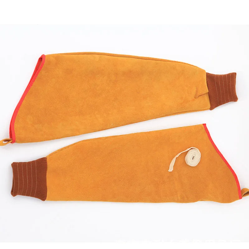

Cow Leather Long Protective Sleeve Elastic Cuffs Work Gloves Anti-scalding Insulation Flame Retardant Sleeves NL005