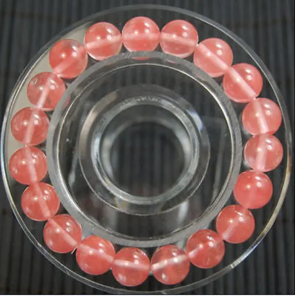 

10mm Stylish Watermelon Crystal stretched round bracelet 7.5 "