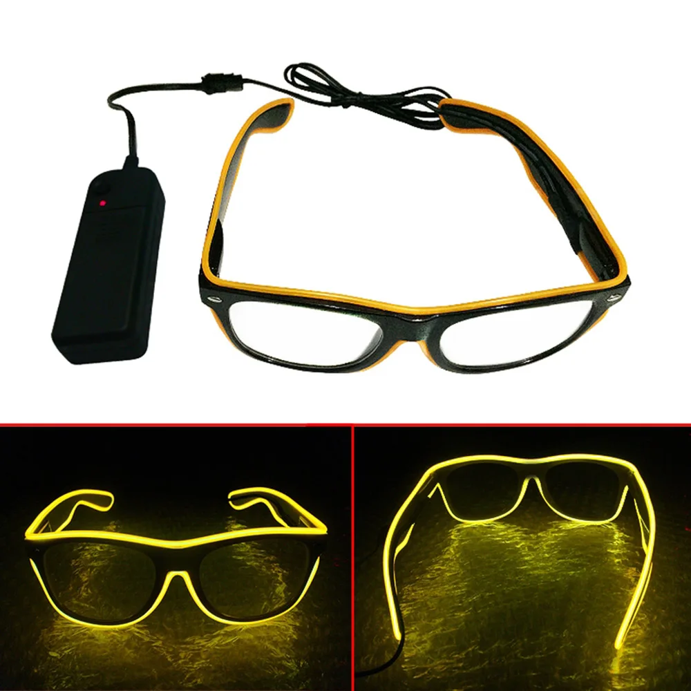 Neon LED Glasses EL Wire Light Up Shutter Glasses Fashionable W/Driver Decoration for Costume Party Halloween Christmas Gifts - Цвет: Type2 Yellow