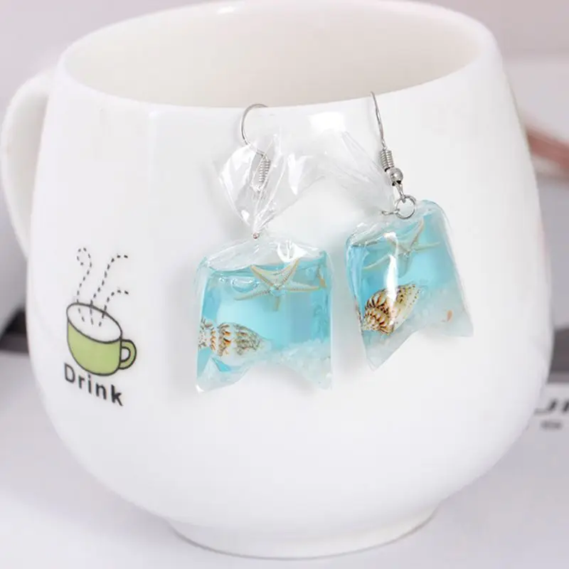 

Handmade Transparent Resin Ocean Style Conch Shell Starfish Earrings For Women
