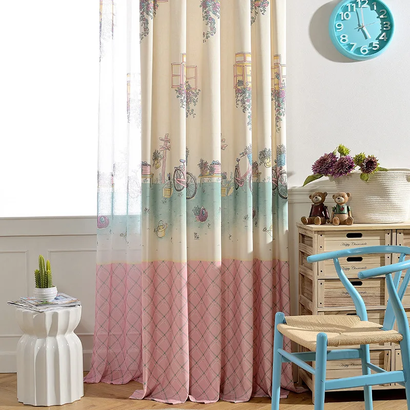 

Factory Direct Curtain Fabric Modern Simple Pastoral Children's Curtains Polyester Cotton Printed Curtain Screen