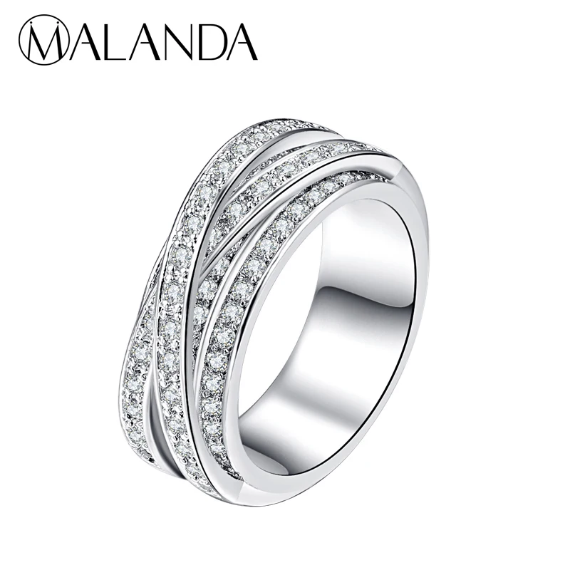 

MALANDA Crystal from Swarovski Ring Luxury White AAA Zircon Vintage Rings For Women New Fashion Female Weddings Jewelry Gift