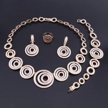 

OEOEOS African Beads Jewelry Set Women Turkish Gold Color Costume Jewelry Indian Wedding Necklace Earrings Bracelet Ring Set