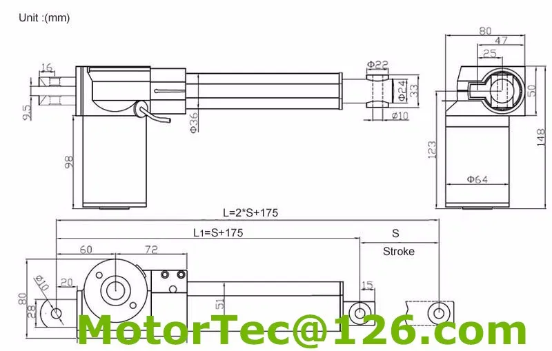 Linear actuator drawing