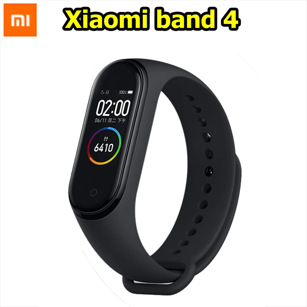 Xiaomi mi Band 4 mi band 4 Bluetooth 5,0 фитнес-браслет AMOLED цветной сенсорный экран Музыка AI пульс - Цвет: Black