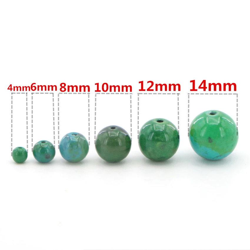 1 High Quality 4-14mm natural Dark green semi-precious Round ball Phoenix stone loose beads for DIY Fashion charms (18)