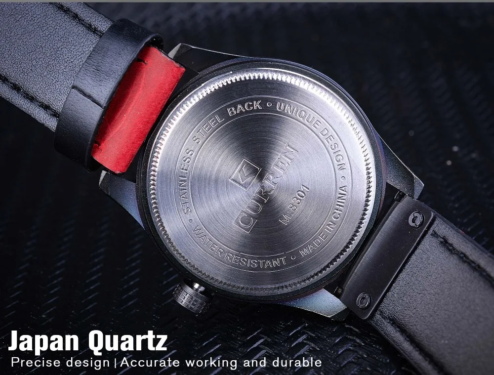 CURREN красный кожаный ремень военный дизайн календарь дисплей спортивные часы для мужчин лучший бренд класса люкс кварцевые креативные водонепроницаемые мужские часы