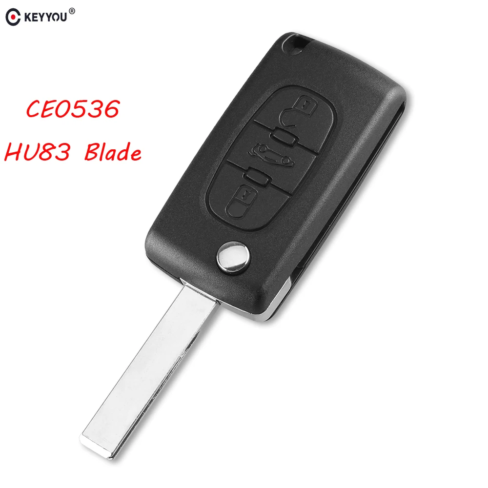 KEYYOU 3 кнопки дистанционного ключа автомобиля в виде ракушки чехол для ключей для peugeot 207 208 307 308 408 партнер флип складной ключ Авто HU83 лезвие CE0536