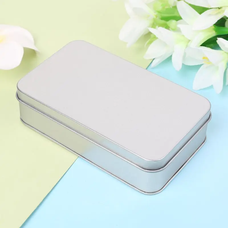 

Rectangular Organizer Case Storage Box Small Metal Can Storage Box Silver For Currency Money Candy Keys