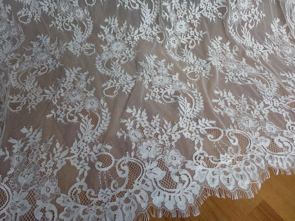 Incompatible sucesor Sophie Tela de encaje para vestido de novia, tejido único de encaje de red  Chantilly francés, blanco, Mantilla _ - AliExpress Mobile