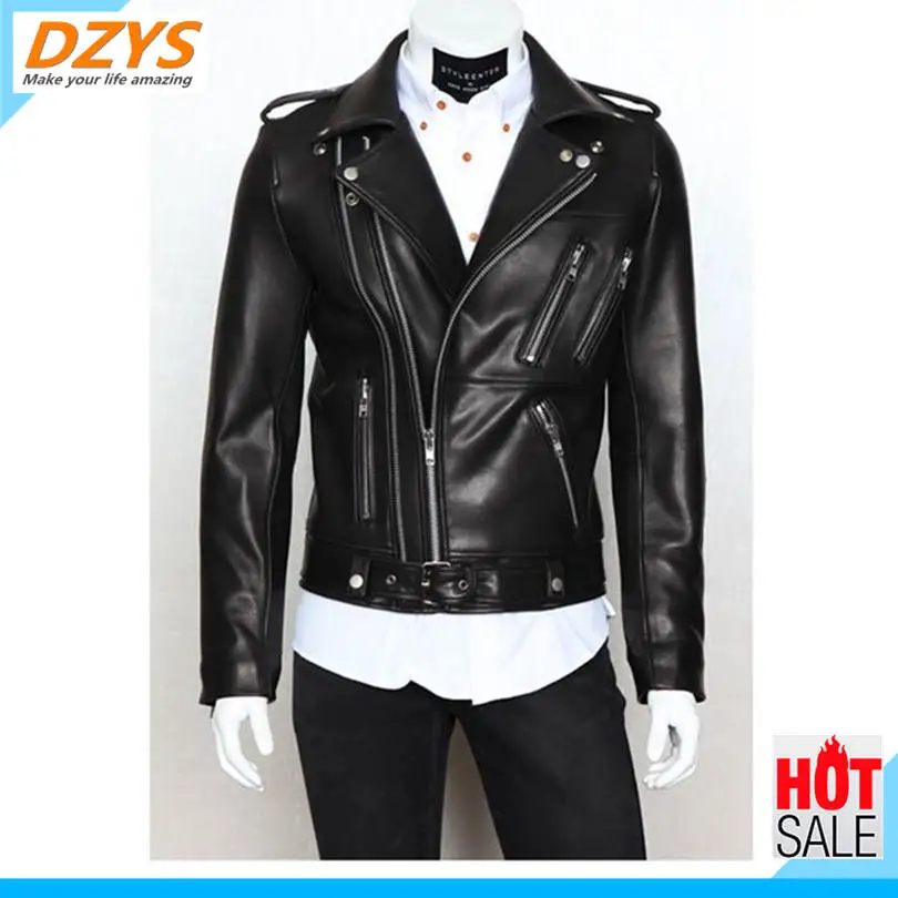 DZYS темперамент внешней торговли мужской локомотив кожаная одежда мульти-молния лацкане короткий дизайн мужской YH куртка
