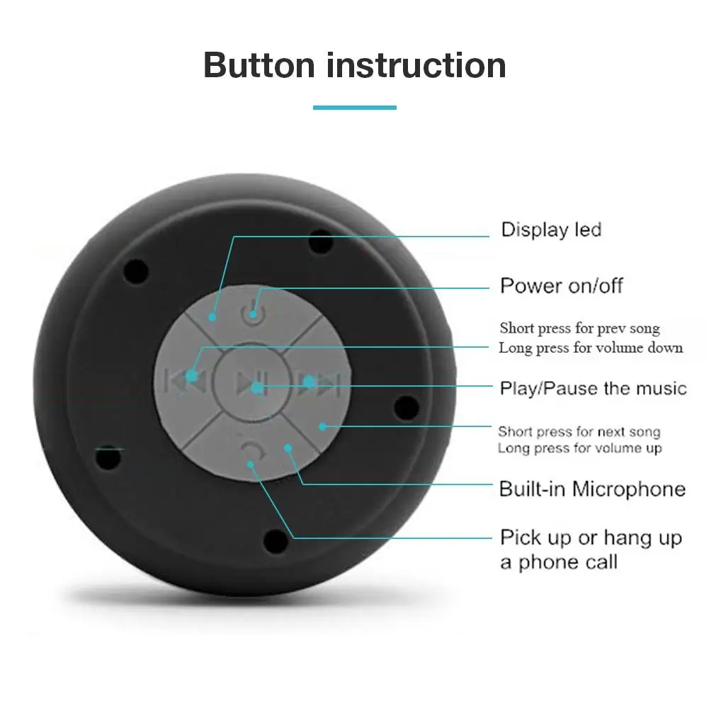 Водонепроницаемый bluetooth-динамик с присоской для ванной комнаты, маленькое аудиоустройство, автомобильный мини портативный беспроводной динамик для улицы