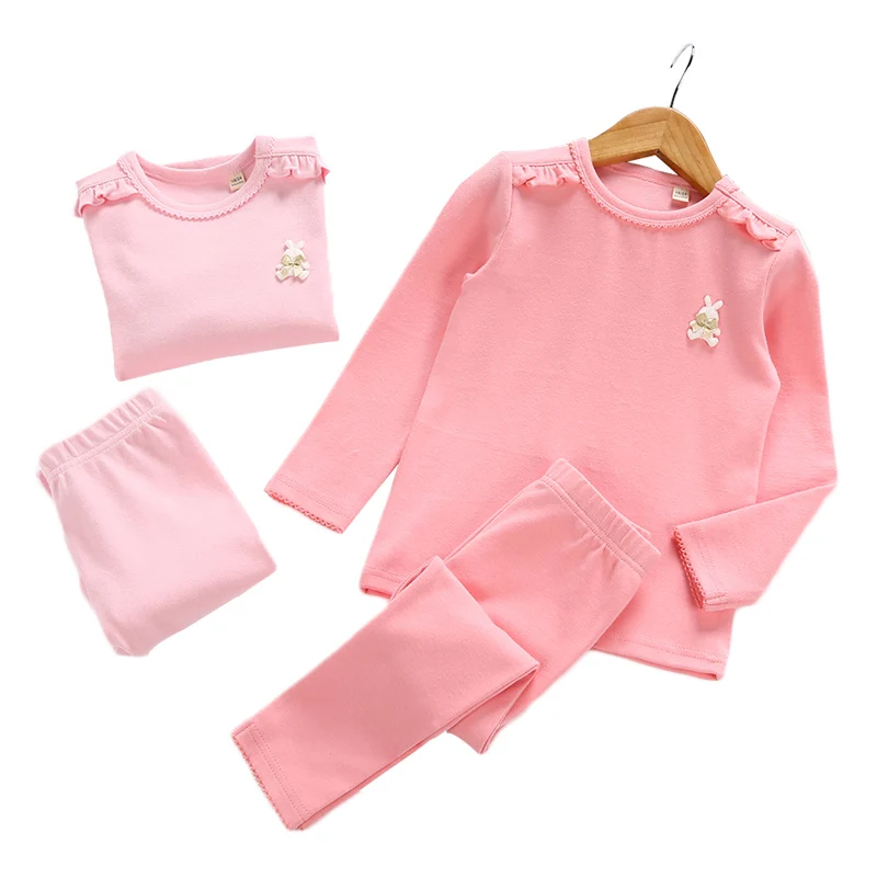 

2018 High Quality Baby Girls Wool Cotton Thermal Underwear Set Children Long Johns Toddler Kids Solid Clothing Pajamas Set 1-5Y