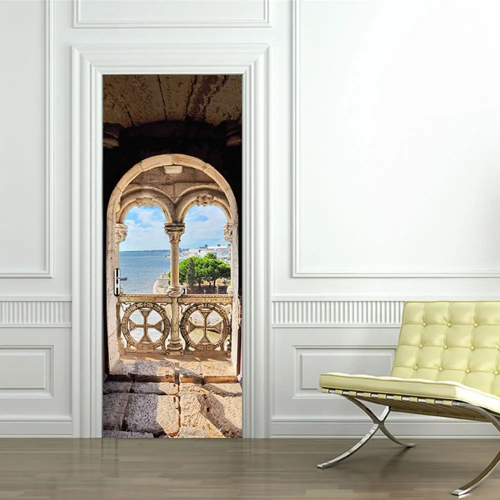 

2Pcs/Set Color Seascape Door Art Decor Home Creative DIY 3D Door Stickers Pattern for Wall Room Home Door Decor Decoration