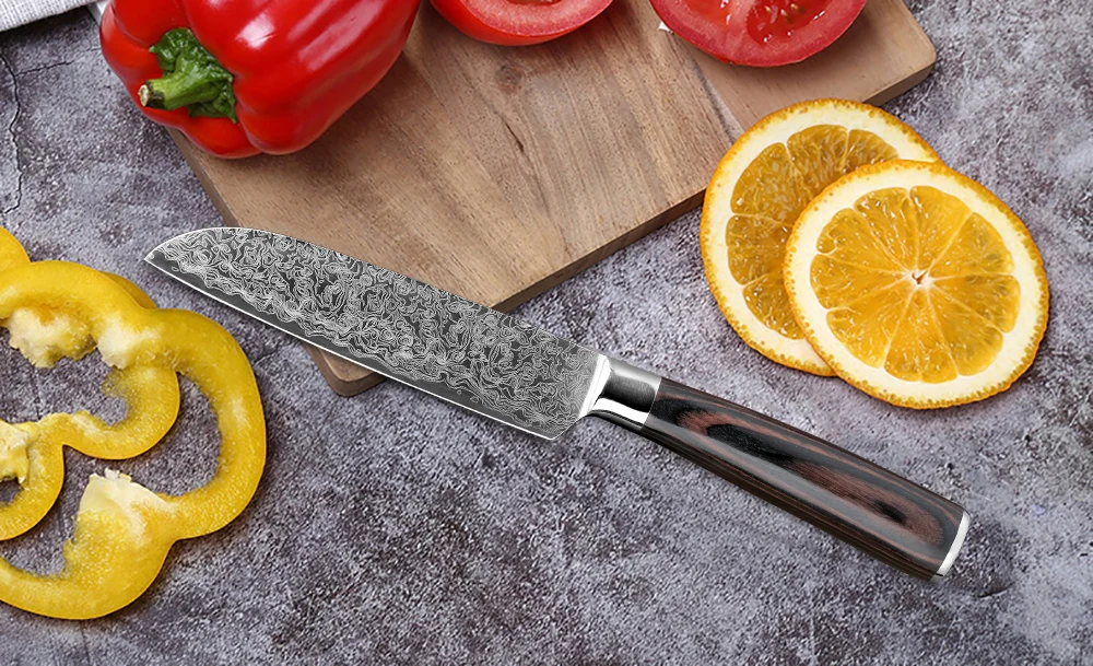 Самая низкая цена " дюймовый универсальный кухонный нож knfie имитация японской дамасской стали филейные ножи Santoku Кливер нож для очистки овощей подарок