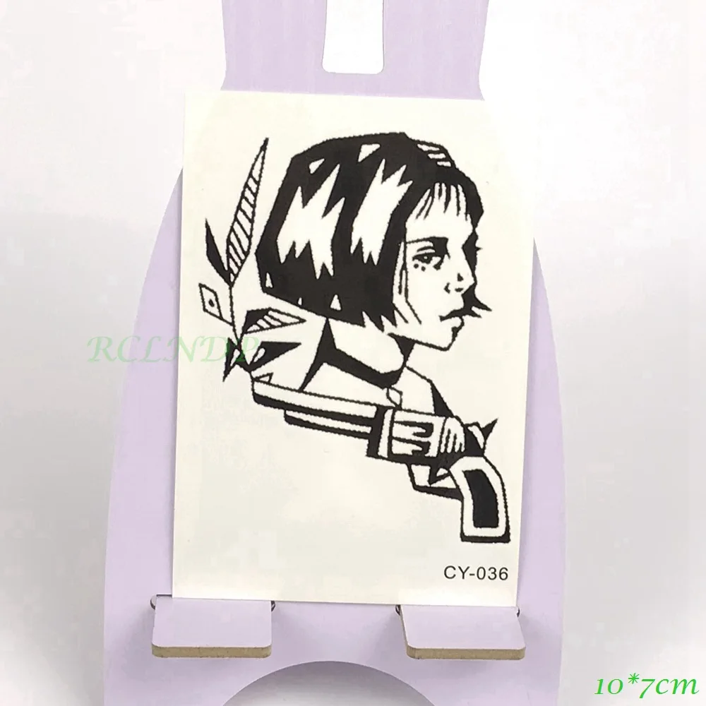 Водостойкая временная татуировка Леон смелая женщина воин, пистолет лист Mathilda tatto флэш-тату поддельные татуировки для девушек и женщин