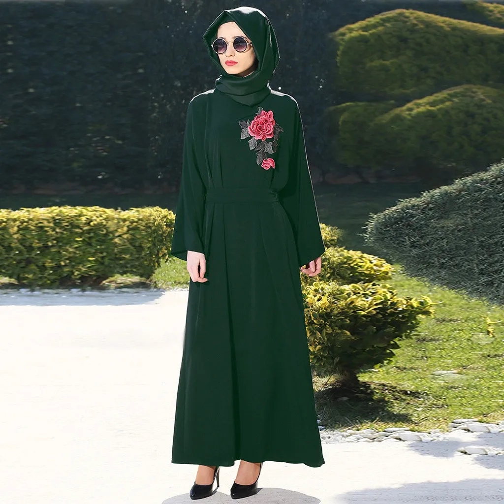 Бархат Абаи Дубай кисточкой Вышивка Дубай Для женщин мусульманских Лонгслив арабское платье Ислам Абая, головной платок платье модный