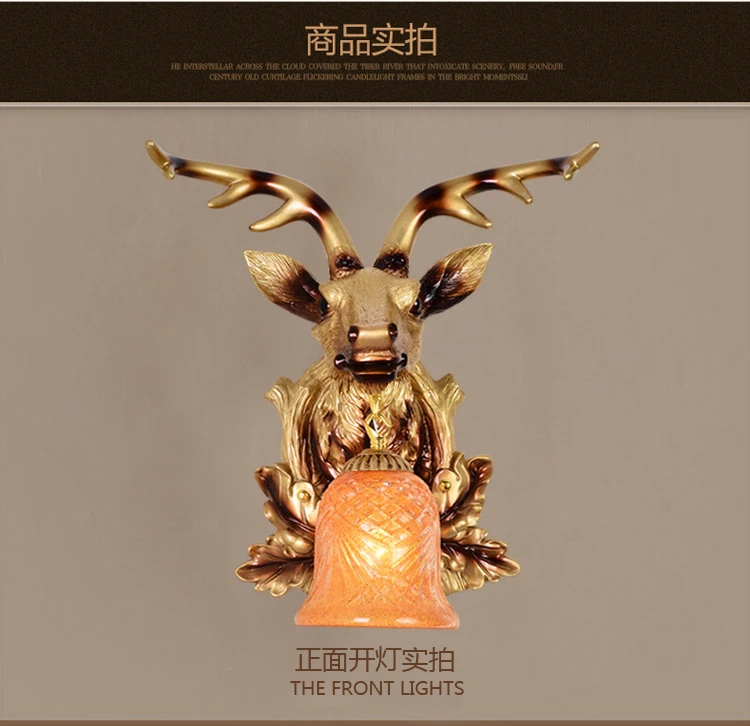 

The deer head wall lamp.. The antlers of bedroom the head of a bed wall lamp