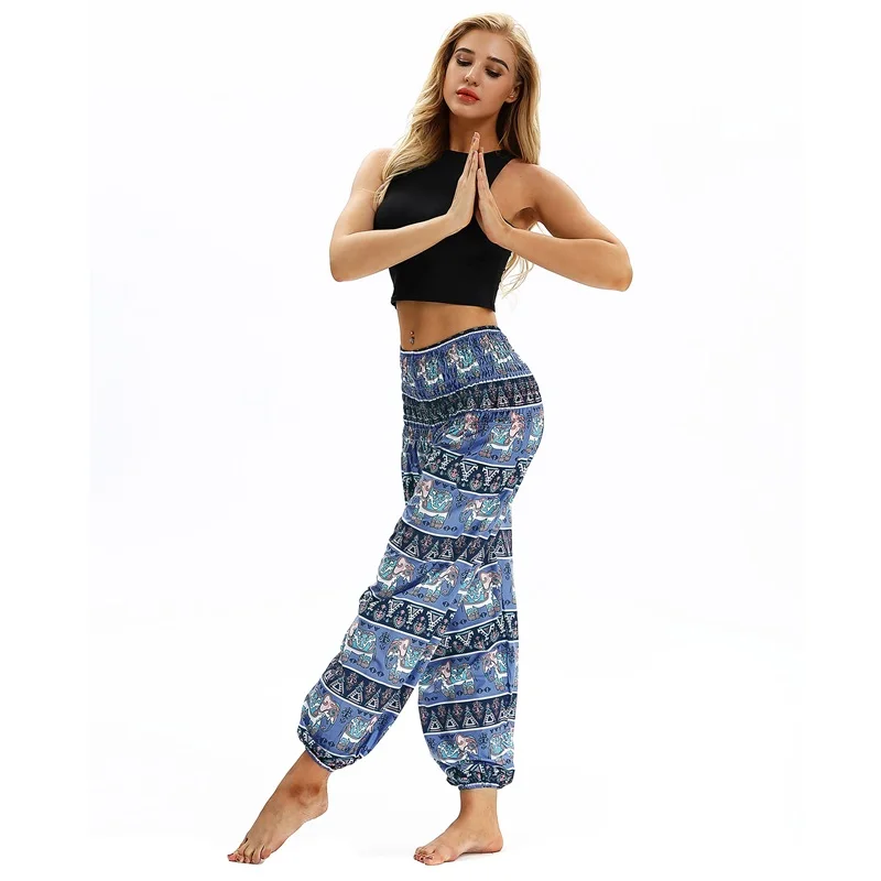 Raisvern женские свободные тайские шаровары, Boho Festival Hippy Aladdin Smock, брюки с высокой талией, Pantalon Femme, повседневные шаровары