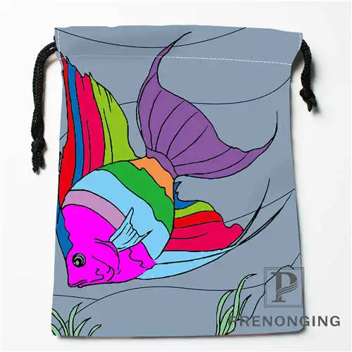 Пользовательские мультфильм рыба шнурок пакеты, печать для хранения мода путешествия мини-сумка Плавание Пеший Туризм игрушки мешок Размеры 18x22 см 171203-05-05