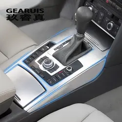 Стайлинга автомобилей интерьера кнопки выход передач Панель украшения крышка наклейки Накладка для Audi A6 C5 C6 авто аксессуары из