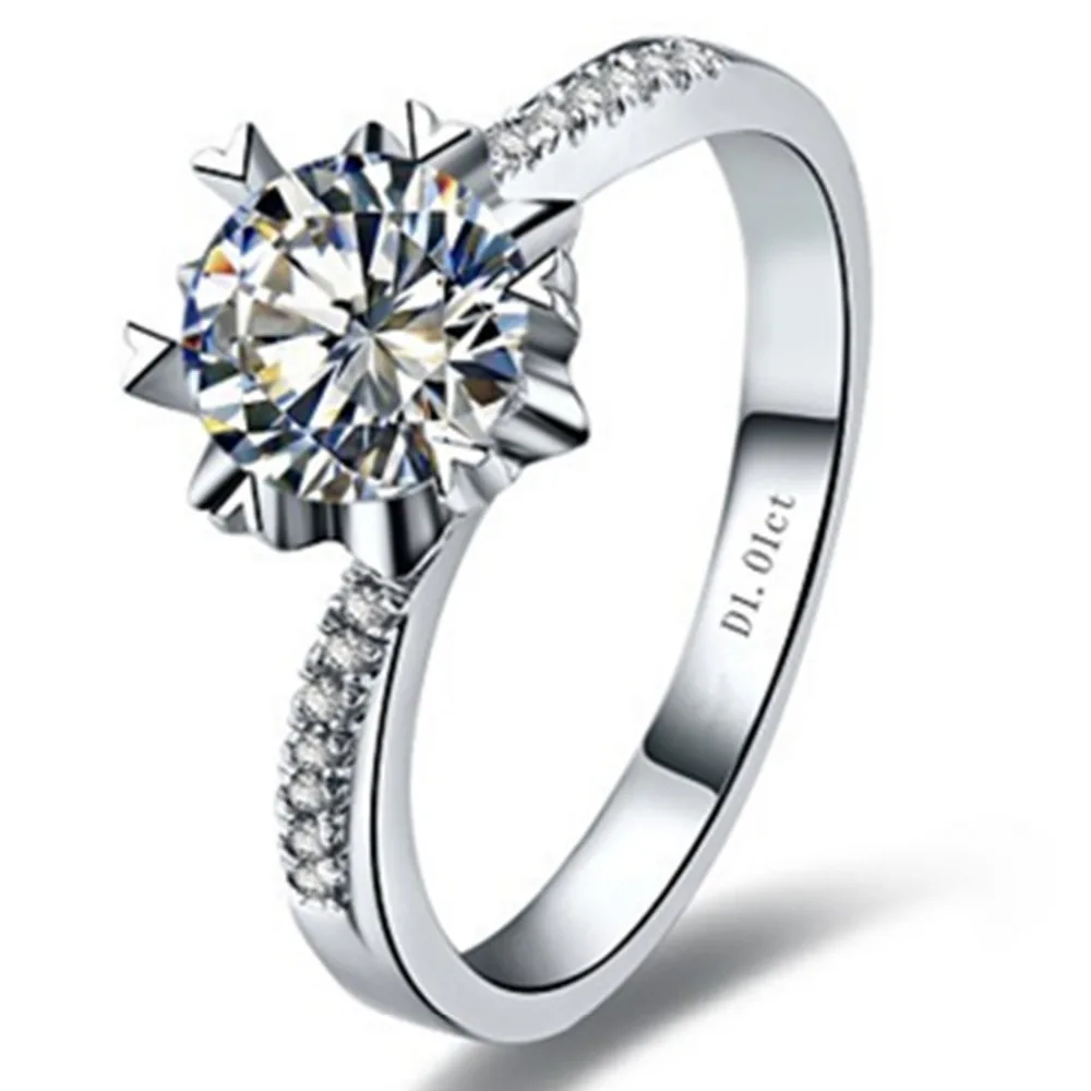 Snowflake Ring 1Carat Synthetic Diamonds Engagement Ring for Women
