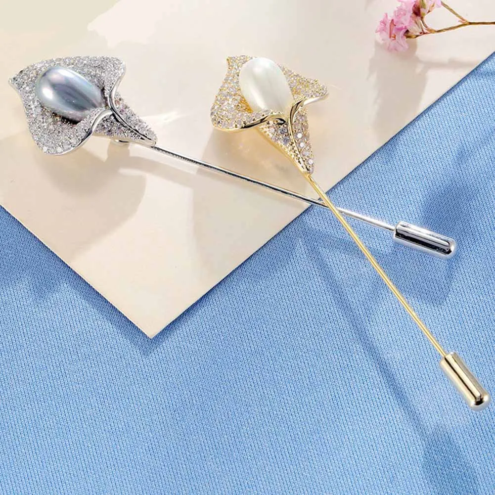 

2018 Promotion Trendy Brooches The New Long Metal Needle Beam Taro flower Pin Female Personality Elegant Brooch