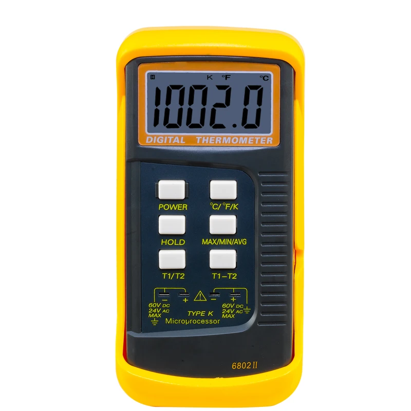 6802II Digital Thermometer Dual dual contact temperature meter K Type