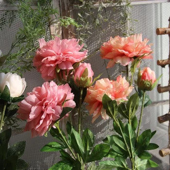 

10 Branches Peony flowers artificial flower Vintage Wedding Silk Artificial Flowers For Home Festival Decoration three colors