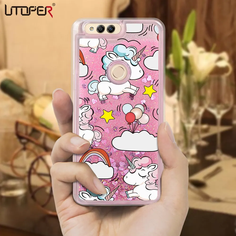 UTOPER For Huawei Honor 7X Case Pink Cover 7C Silicone Dynamic Unicorn 6C Funda Enjoy 6s 8 |