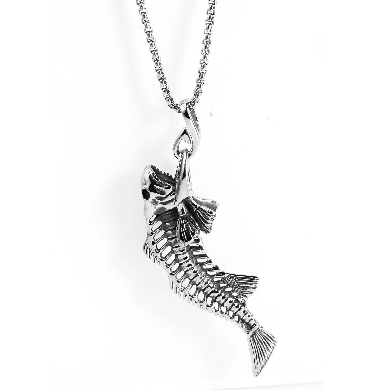 Stainless Steel Jewelry Wholesale Retro Fossils Fish Bones Titanium