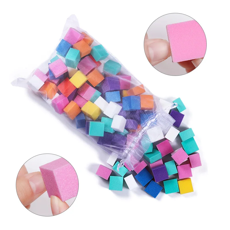 

60pcs Colorful Mini Irregular Sanding Sponge Nail Buffers Files Grinding Manicure Nail Art Tool Accessory Random Color