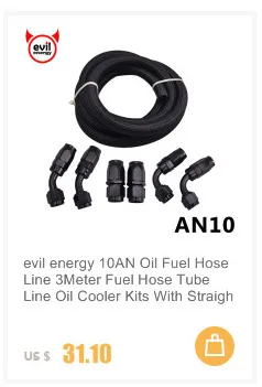 Злые энергии AN10 патрубки подачи нефтяного топлива черный шланг Конец 0+ 45+ 90+ 180 градусов масляный адаптер Комплект AN10 Плетеный Черный трубка для жидкого топлива линии 5 м