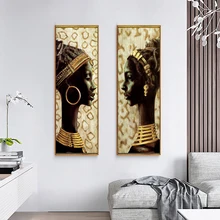 Настенные художественные холст домашний декор живопись красивая Африканская женщина Золото HD Печать Современные плакаты Куадрос модульные картины гостиная