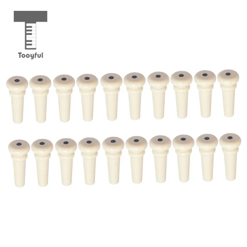 20pcs Acoustic Folk Guitar Plastic Endpins with Dot Inlay Black