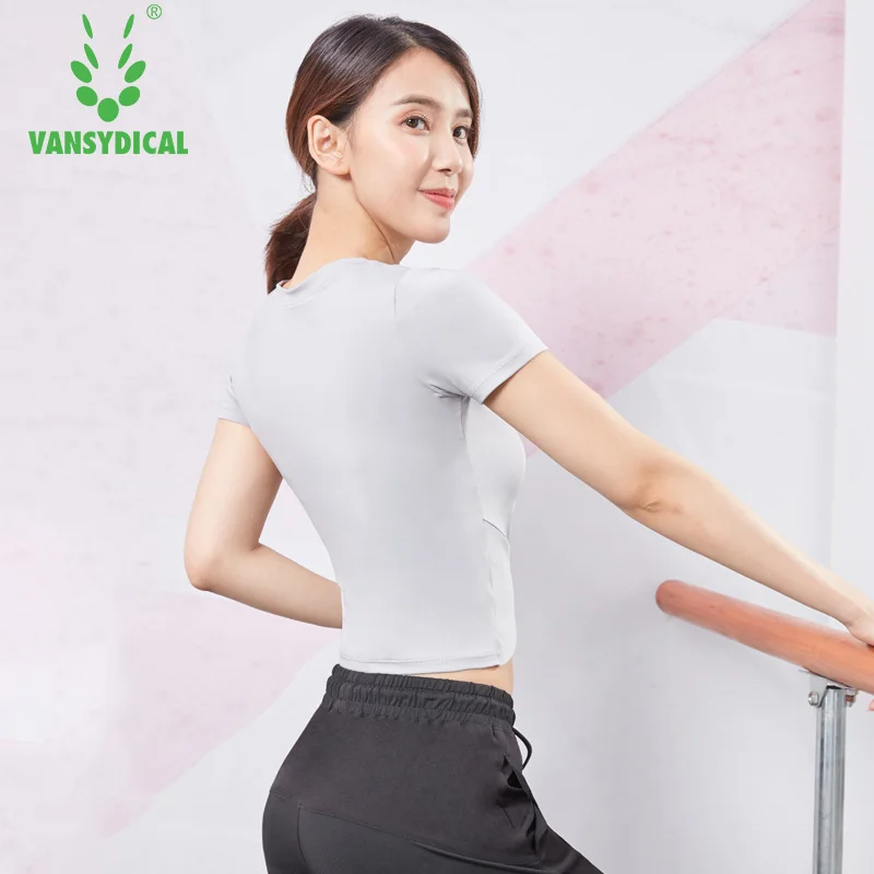 Vansydical женские узелковые рубашки для йоги с коротким рукавом Работа фитнес-тренировки спортивные футболки Femme спортивные майки