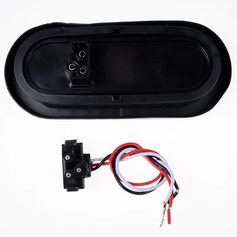 JX-LCLYL 2pcs 12V 6" Oval Sealed Trailer Truck LED Side Signal Stop Turn Tail Light Red