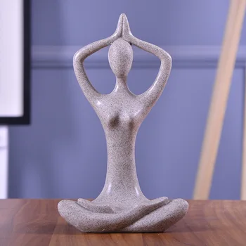 BUF Modern Home Decoration Statue Fashion  Abstract Yoga Figure Sculpture Handmade Sandstone Art Collection Gift Ornament